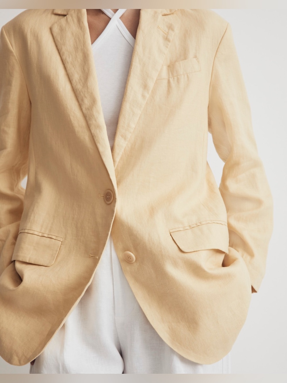 Madewell Light Beige Linen-Blend Blazer